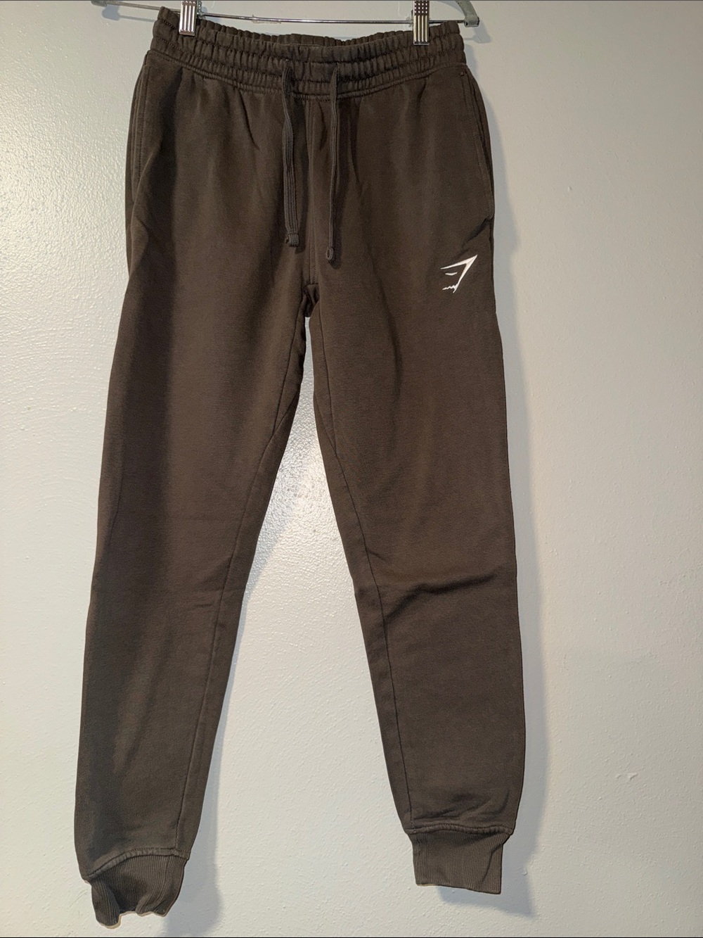 Gym Shark Men's Dark Brown Athletic Jogger Pants with Drawstring Waist